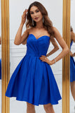 Royal Blue A-Line Sweetheart Kort Homecoming kjole