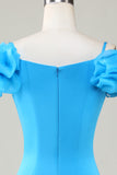 Bodycon av skulderblå kort hjemkomstkjole med volanger