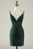 Bodycon Spaghetti stropper Royal Blue Short Homecoming kjole med perler