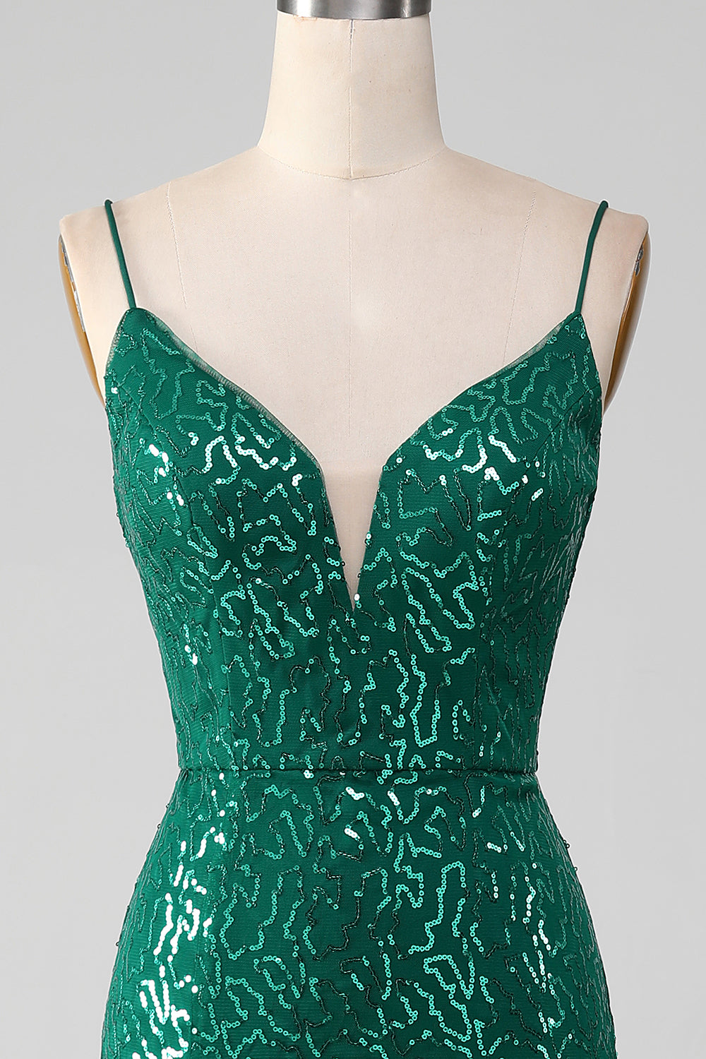 Sparkly Dark Green Beaded Sequins Long Prom Dress med Slit