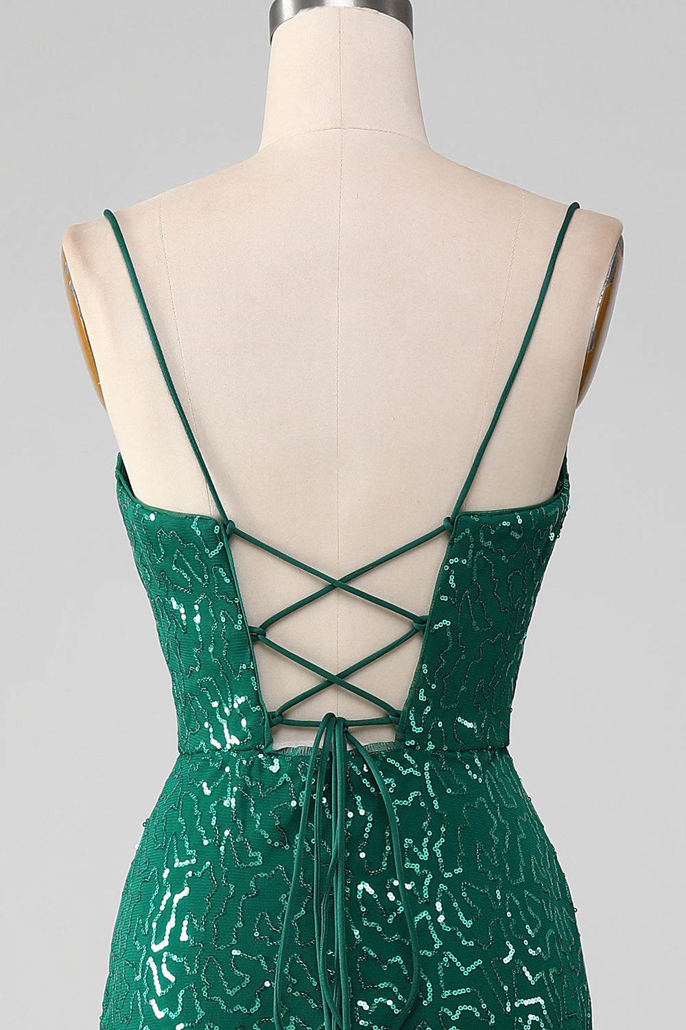 Sparkly Dark Green Beaded Sequins Long Prom Dress med Slit