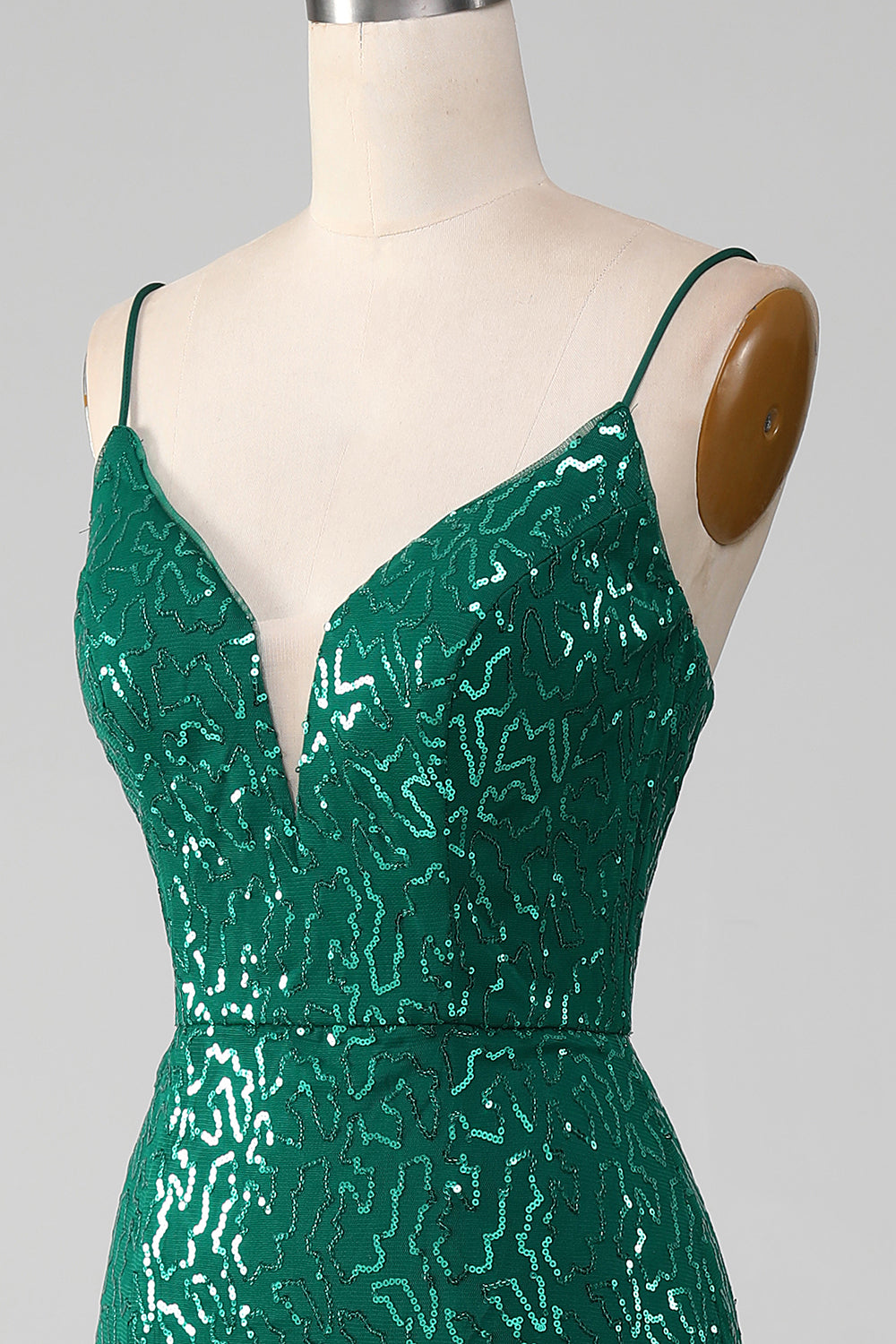 Sparkly Dark Green Beaded Sequins Long Prom Dress med Slit