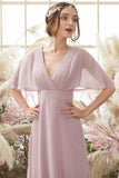 rødme batwing ermer chiffon brudepike kjole
