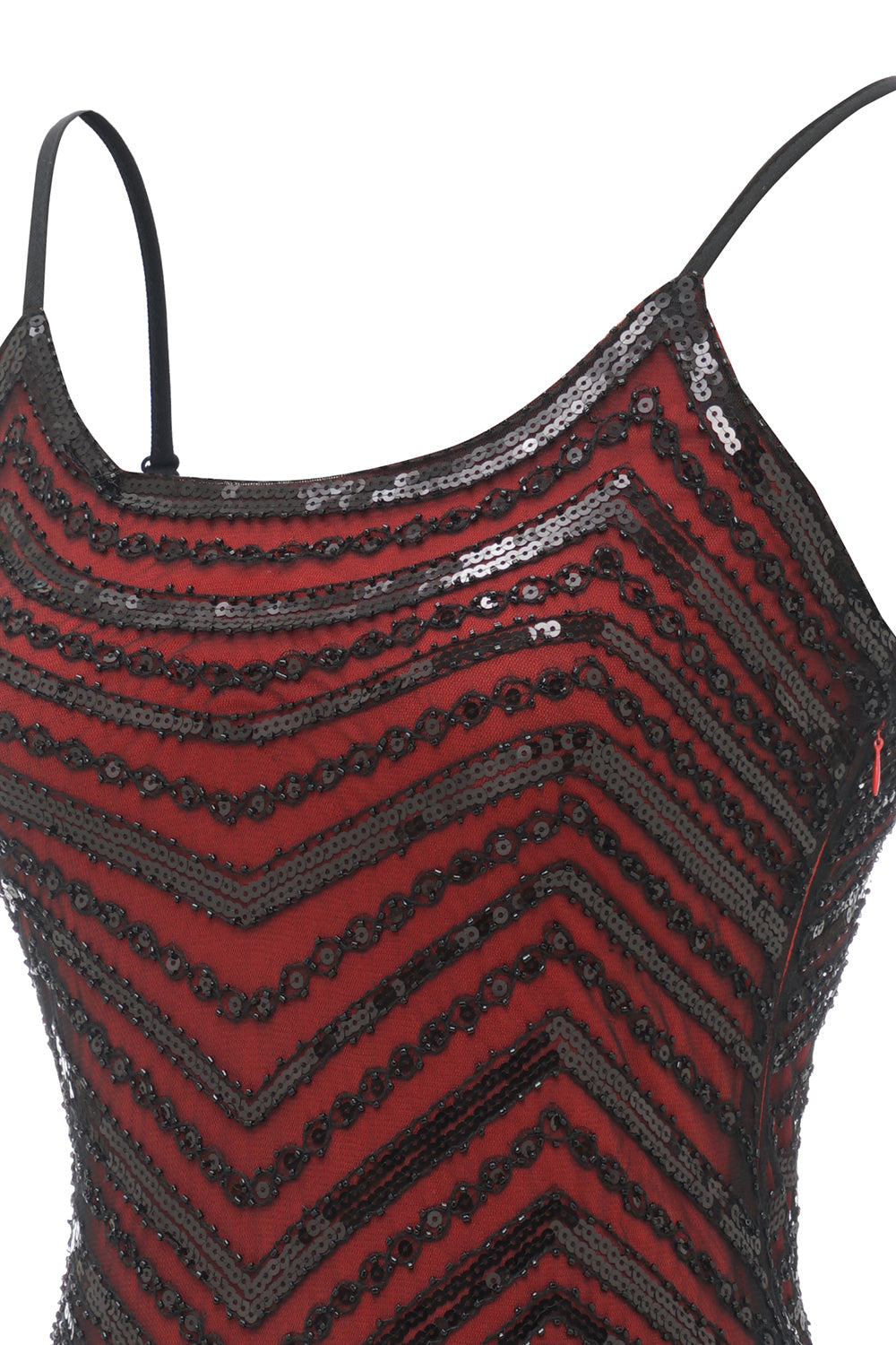 svart rød spaghetti stropper 1920-tallet kjole