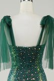 Sparkly Dark Green Mermaid Sequin Long Prom Dress med Slit