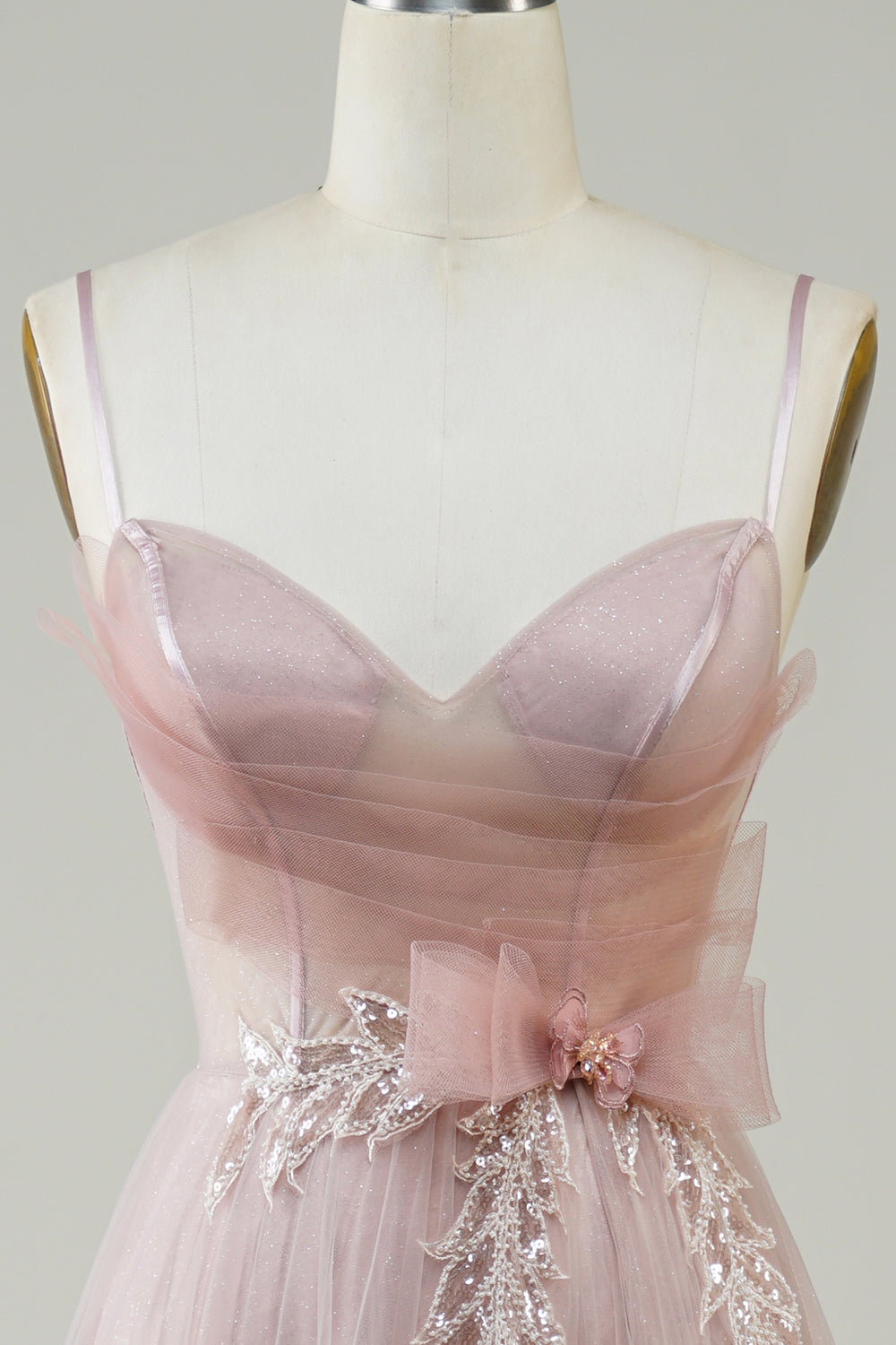 Blush A-Line korsett Long Tylle Prom kjole med applikasjoner