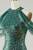 Sparkly Dark Green Sequin Mermaid Long Prom Dress