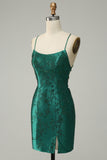 Mørkegrønn Beaded Bodycon Prom kjole med Criss Cross Back
