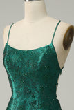Mørkegrønn Beaded Bodycon Prom kjole med Criss Cross Back