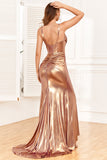 Golden Ruffles korsett Prom kjole med Slit