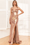 Golden Ruffles korsett Prom kjole med Slit