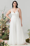 Ivory Lace &; Chiffon jumpsuit til bryllup