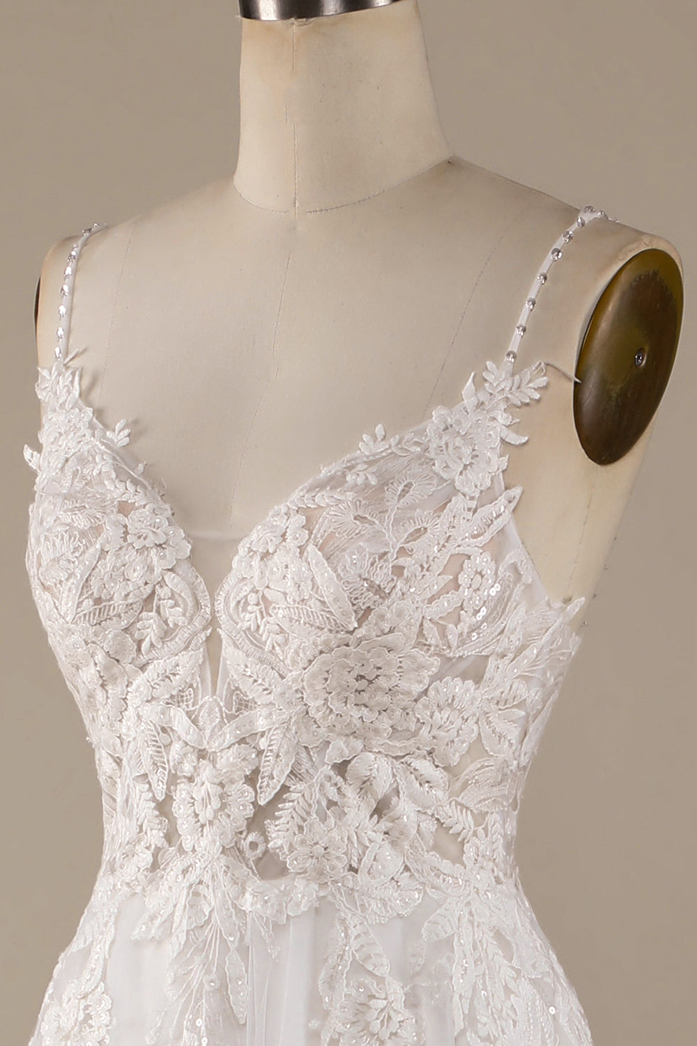 Ivory A-Line Tylle Criss-Cross stropper Tilbake brudekjole