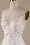 Ivory A-Line Tylle Criss-Cross stropper Tilbake brudekjole