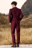 3 deler Peak Lapel Burgundy Balldresser for menn