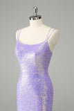 Sparkly Lilac Bodycon paljetter Kort hjemkomstkjole med dusker