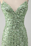 Sparkly Green Bodycon paljetter snører opp kort hjemkomstkjole