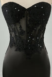 Sparkly Black Bodycon Sweetheart Corset Homecoming kjole med applikasjoner