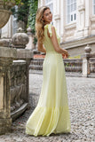 Gul A Line One Shoulder Long Wedding Party Guest Dress med Slit