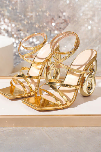 Glitter Golden High Heels Prom Sandaler
