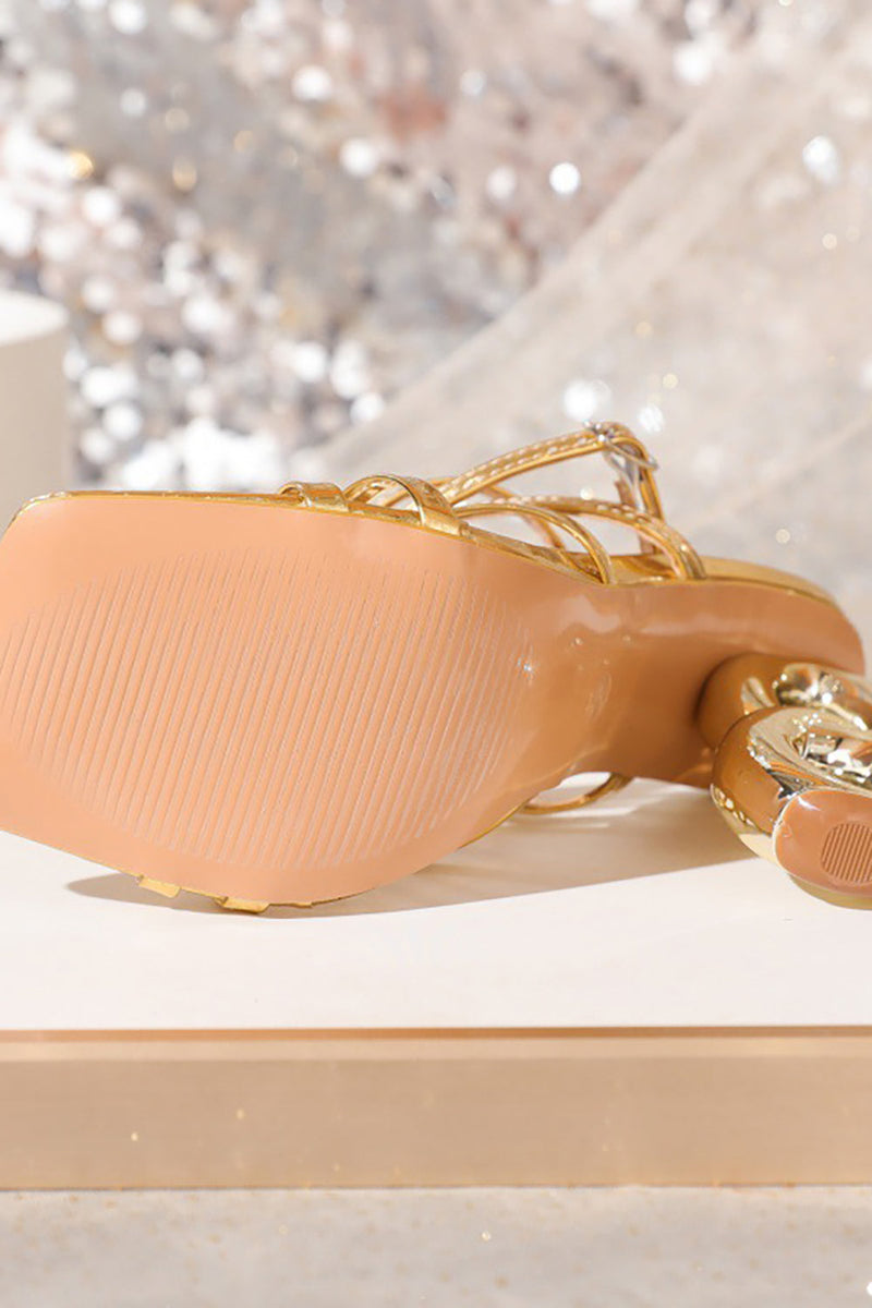 Load image into Gallery viewer, Glitter Golden High Heels Prom Sandaler