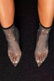 Sparkly Black Pointed Toe Net Stiletto høye hæler