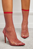 Sparkly Black Pointed Toe Net Stiletto høye hæler