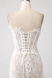 Classy Lace White Short Graduation Dress med snørerygg