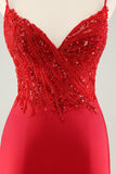 Sparkly Red Bodycon Spaghetti stropper Homecoming kjole med paljetter