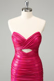 Fuchsia Bodycon Sweetheart Nøkkelhullet Kort Homecoming Dress