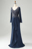 Load image into Gallery viewer, Glitter Twilight Mermaid V Neck Beaded Mother of Bride Dress med Appliques