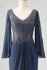 Load image into Gallery viewer, Glitter Twilight Mermaid V Neck Beaded Mother of Bride Dress med Appliques
