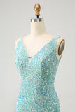 Sparkly Sage Bodycon V Neck Sequin Kort Homecoming kjole med dusk