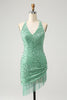 Load image into Gallery viewer, Glitrende Fuchsia paljetter Halter Short Bodycon Homecoming kjole med dusker