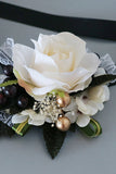 Luksus svart hvit Homecoming Wrist Corsage og Boutonniere sett for menn