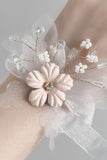 Blush Bryllup Wrist Corsage med Perle