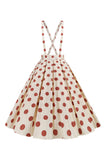 Aprikos Polka prikker En linje stropper Overall Vintage Dress