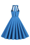 Halter Gul A-linje plissert vintage kjole