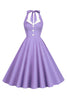 Load image into Gallery viewer, Halter Gul A-linje plissert vintage kjole
