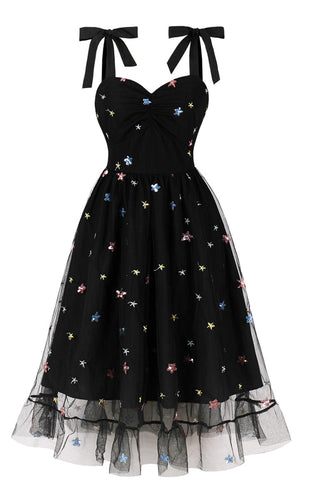A-Line Black Pin Up 1950-tallet Kjole med stjerner