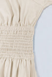 Aprikos A-Line Square Neck Vintage kjole med korte ermer