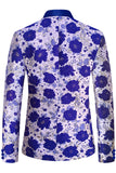 Royal Blue Shawl Lapel Jacquard Prom Blazer for menn