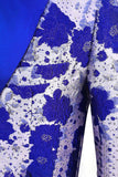 Royal Blue Shawl Lapel Jacquard Prom Blazer for menn