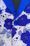 Royal Blue Shawl Lapel Jacquard Prom Blazer for menn