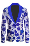 Royal Blue Shawl Lapel Jacquard Prom Blazer for menn