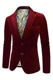 Burgunder Velvet Single Breasted menn Blazer