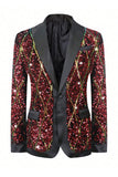 Glitrende Red Sequins Shawl Lapel Menns Party Blazer