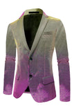 Lilla gul hakket jakke menn Prom Blazer