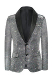 Glitter Grey Shawl Lapel Prom Blazer for menn