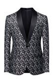 Black Shawl Lapel Print Menns Blazer